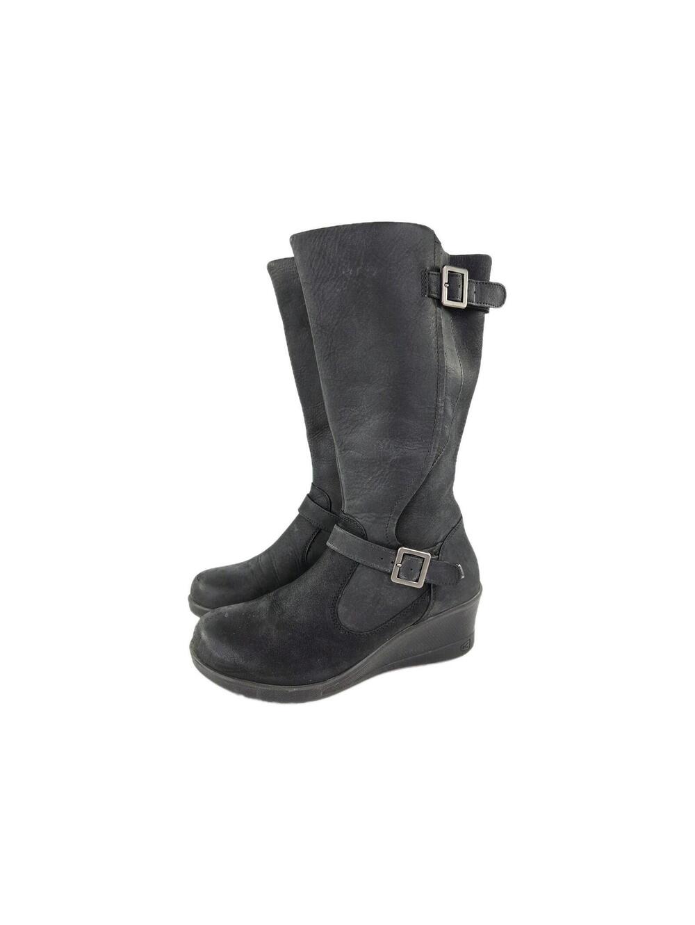 Keen of Scots Tall Wedge Boots US 8.5 Men Cascade Black Leather Zip Midcalf Boot